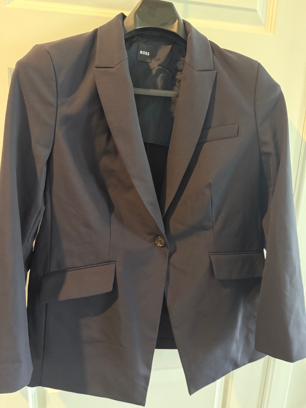 Boss Dark Navy Blue Tailored classic Blazer sport coat US 14 performance Women’s